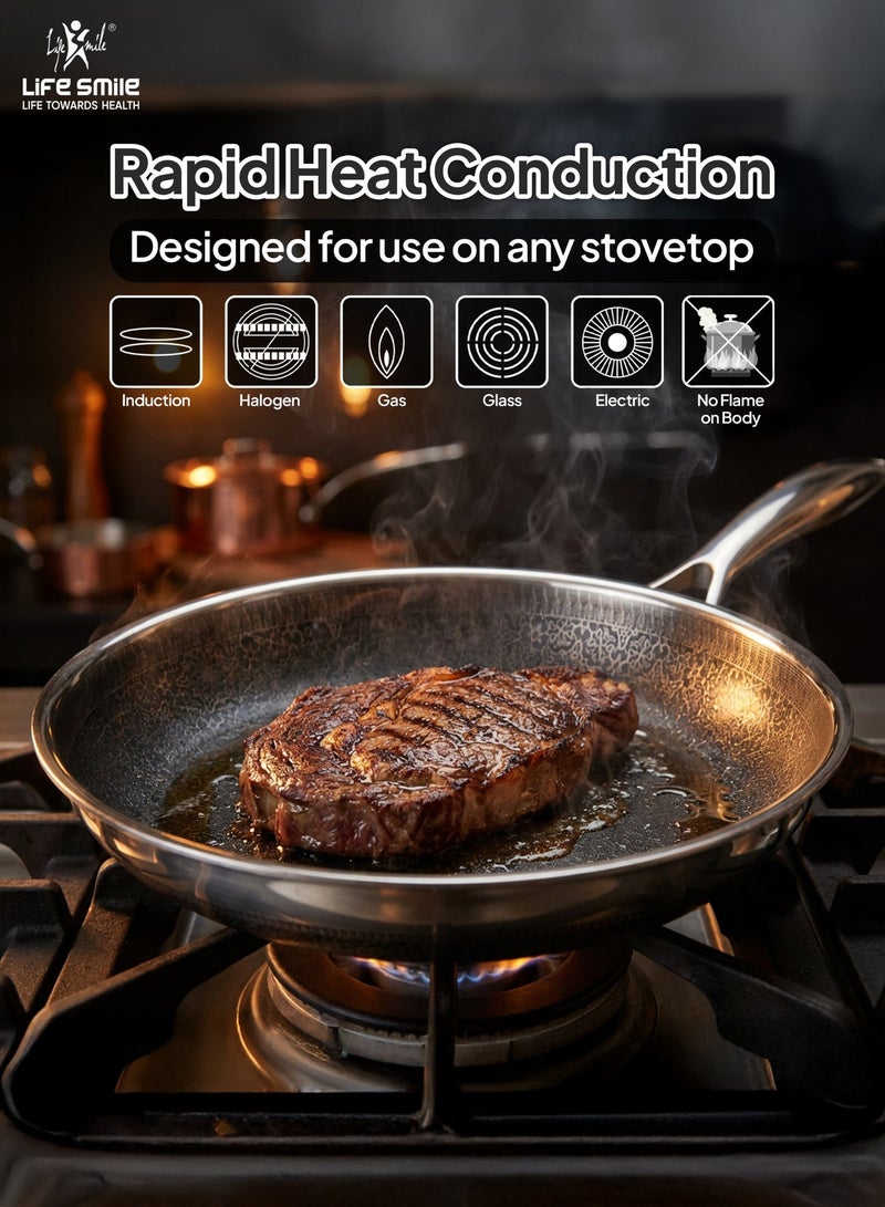 Life Smile Lifesmile Hybrid Stainless Steel Cookware Set | Non-Stick Interlocking Pattern | Induction Compatible | Scratch-Resistant & Low-Oil Cooking - Image 5